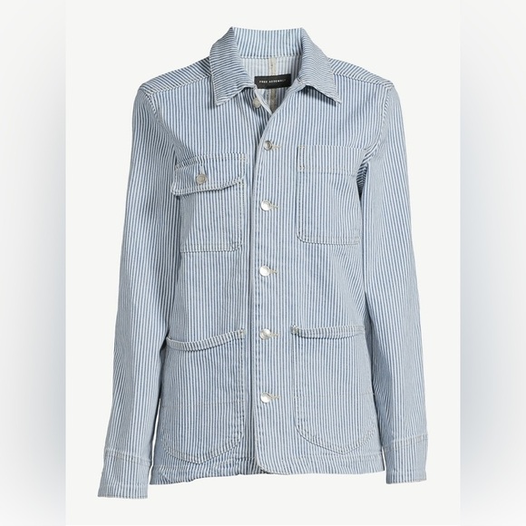 Free Assembly Jackets & Blazers - Free Assembly Women’s Barn Jacket Blue White Striped Denim XS